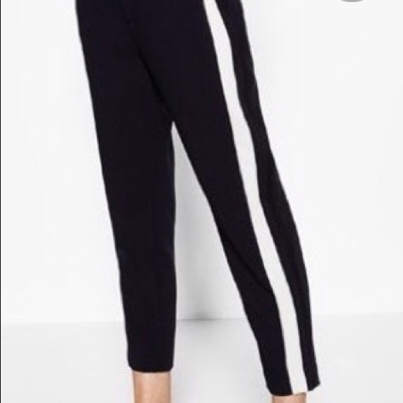 Zara black pants side white stripes - Picture 2 of 2